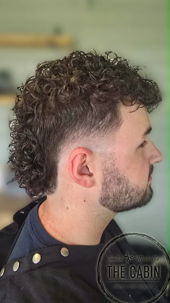 Side profile curly perm and fade Daventry